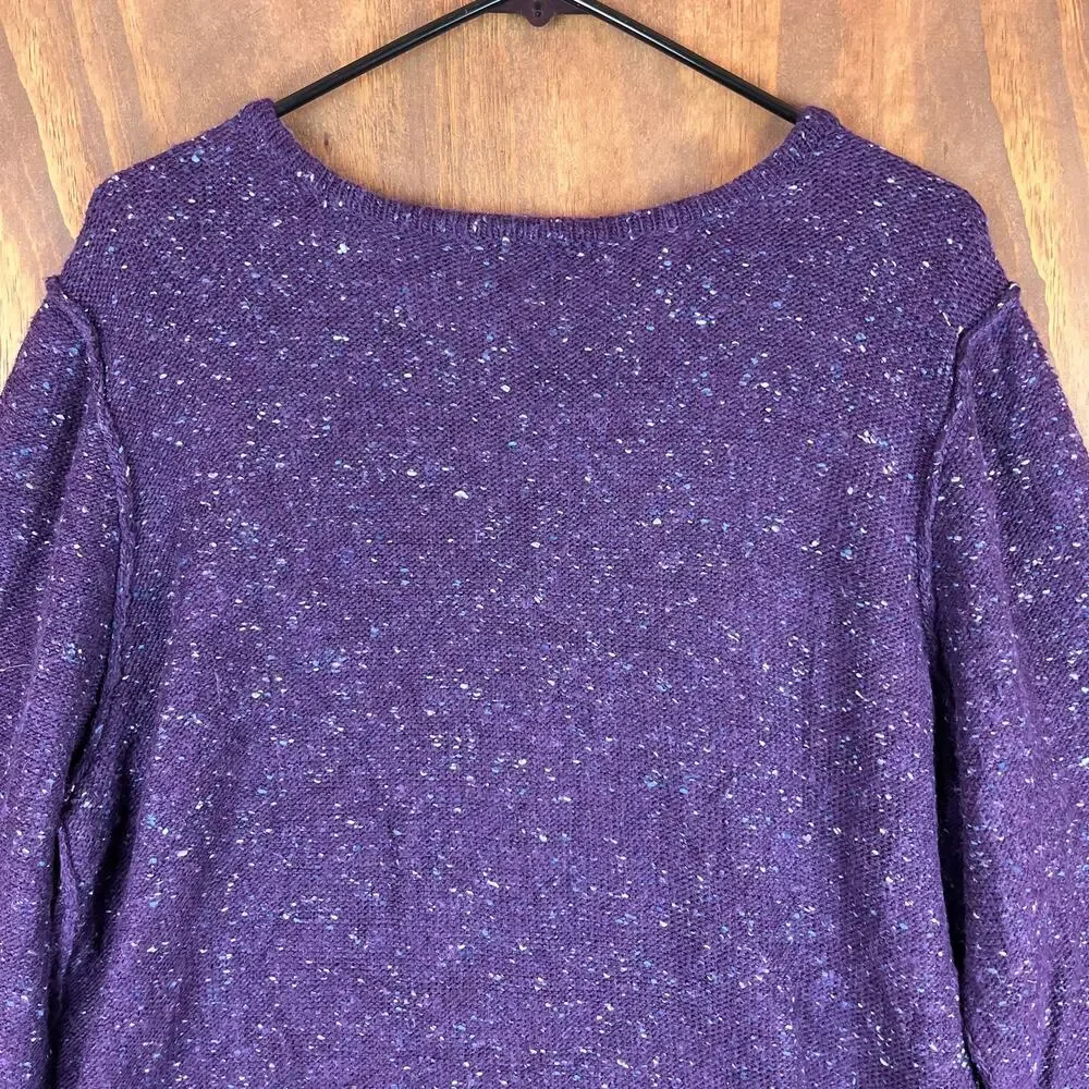 Relativity Womens Sweater Purple Blue Speckled Scoop Neck Wool Blend 2X - Picture 12 of 14